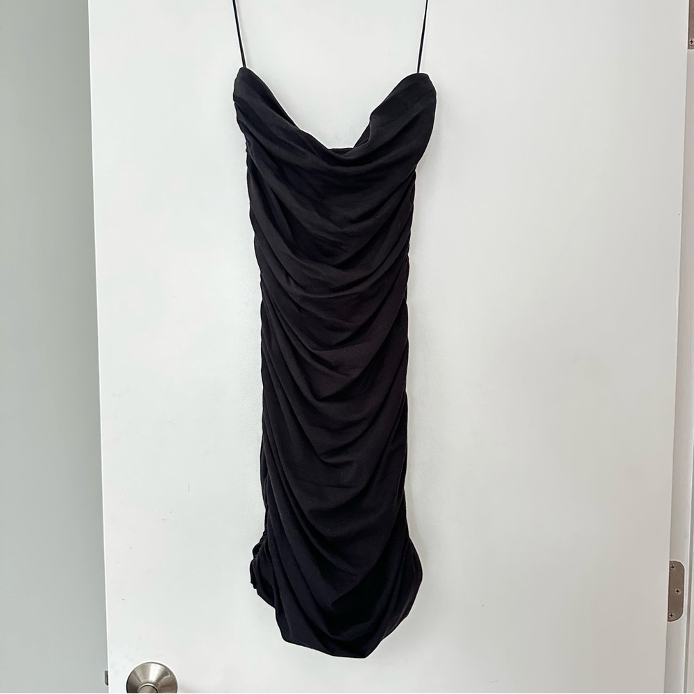Express Black Draped Mini Dress
